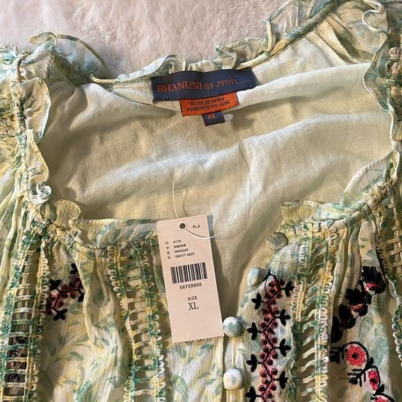 New! Anthropologie Bhanuni By Jyoti Giada Embroidered Beaded Top Size XL - Picture 10 of 16
